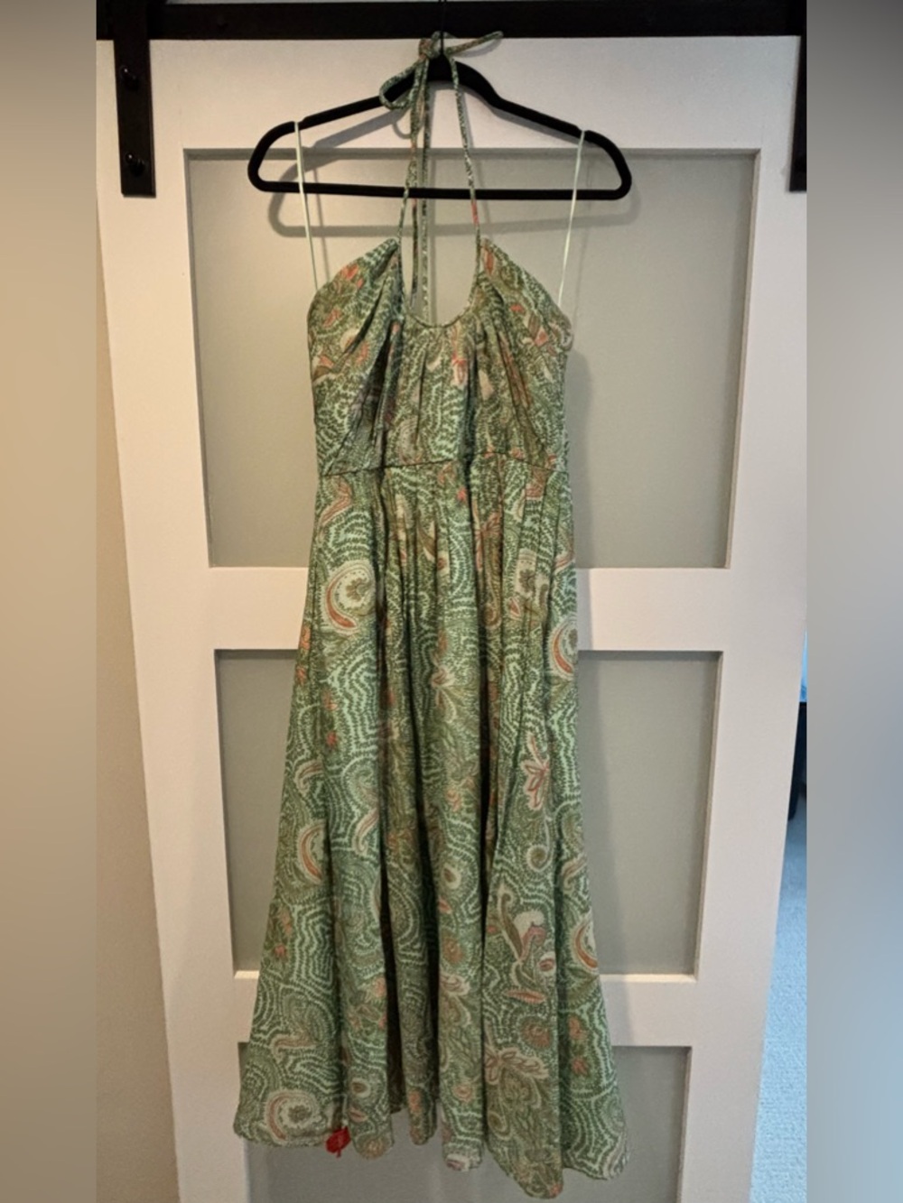 La Ligne Green Paisley Halter Maxi